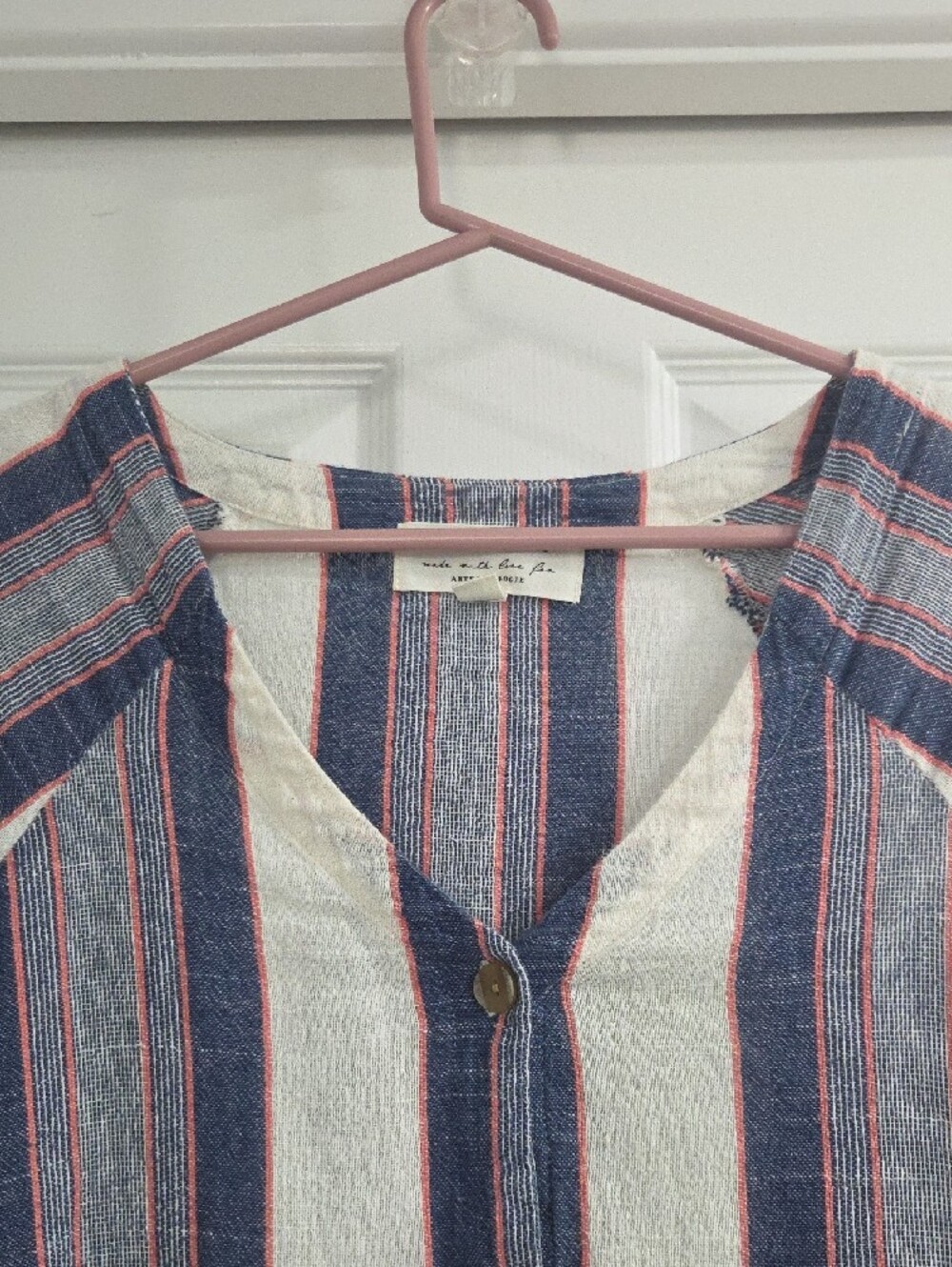 Anthropologie Blue, White & Red Striped Button-Front Top - Cloth & Stone - Picture 5 of 16